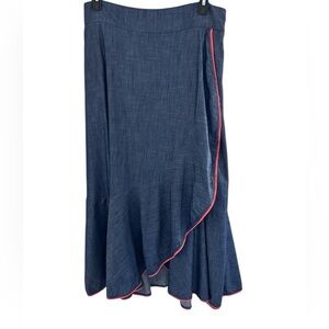 Wayward Fancies by eShakti Maxi Skirt Chambray Pink Piping Size 1X - 16W